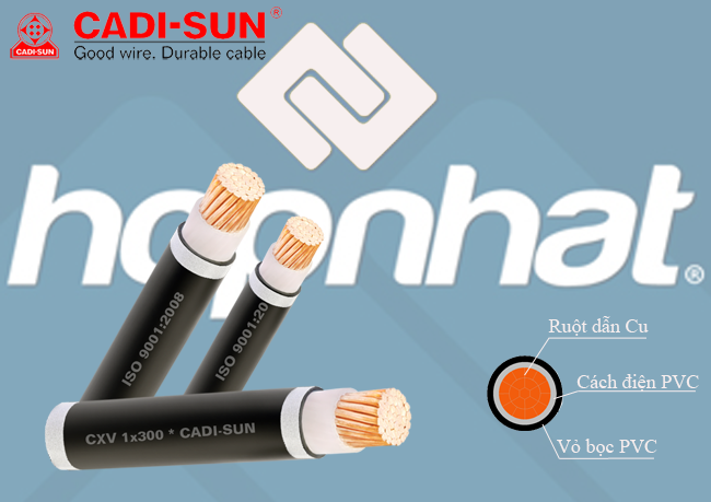Cáp đồng đơn bọc cách điện XLPE, vỏ bọc PVC 1x4, Cáp đồng đơn Cadisun bọc cách điện XLPE