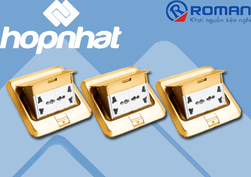 Ổ cắm âm sàn đôi 3 chấu Roman R6892 :, Ổ âm sàn Roman